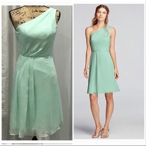 David’s Bridal one shoulder dress size 0 green